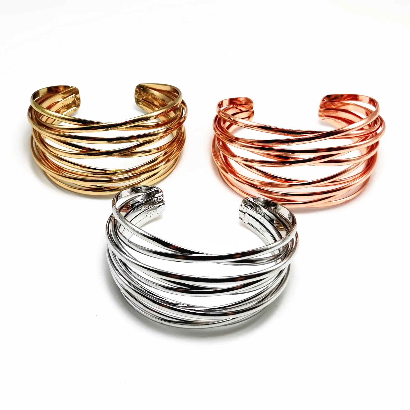 Round Chain Charms Cuff Bracelet for Women