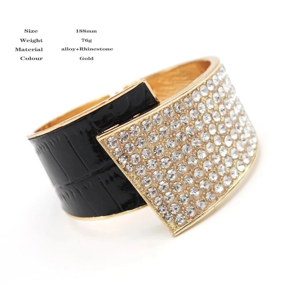 Chic Geometric Crystal Cuff Bracelet