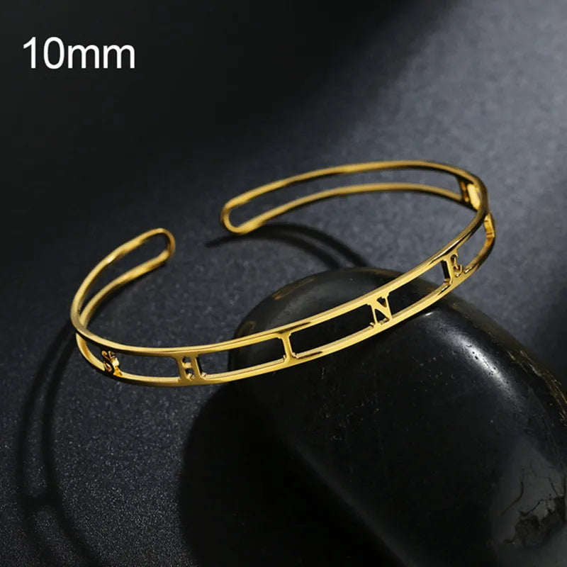 18k Gold Custom Engraved Numeral Name Message Bracelet