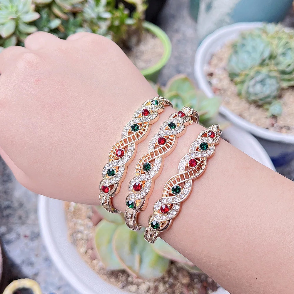 Colorful Stone-Embellished Cuff Bracelet