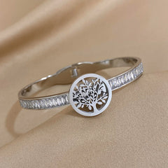 Stainless Steel Tree of Life Bangles