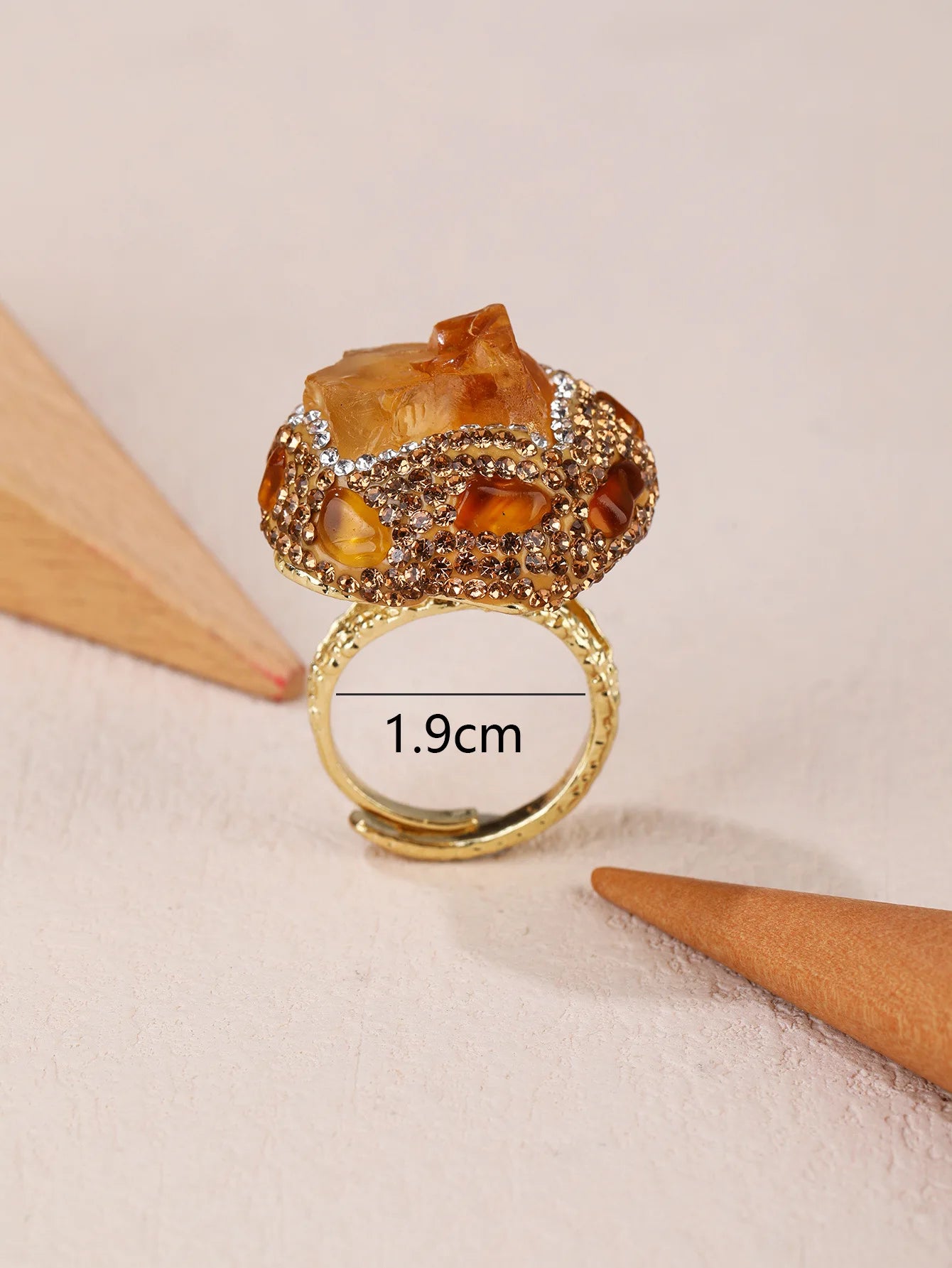 Vintage Style Citrine Ring: Healing Crystal Stone Adjustable Gemstone Jewelry Gift