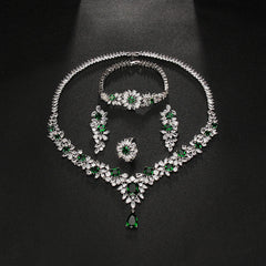 Floral-Inspired Cubic Zirconia Necklace and Earring Set