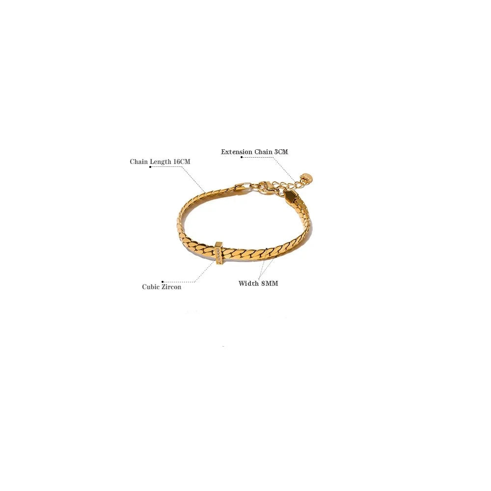 Yhpup 18K Gold Plated Cuban Chain Bracelet Bangle