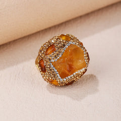 Vintage Style Citrine Ring: Healing Crystal Stone Adjustable Gemstone Jewelry Gift