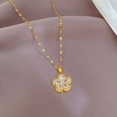 Zirconia Flower Pendant Clavicle Chain Necklace