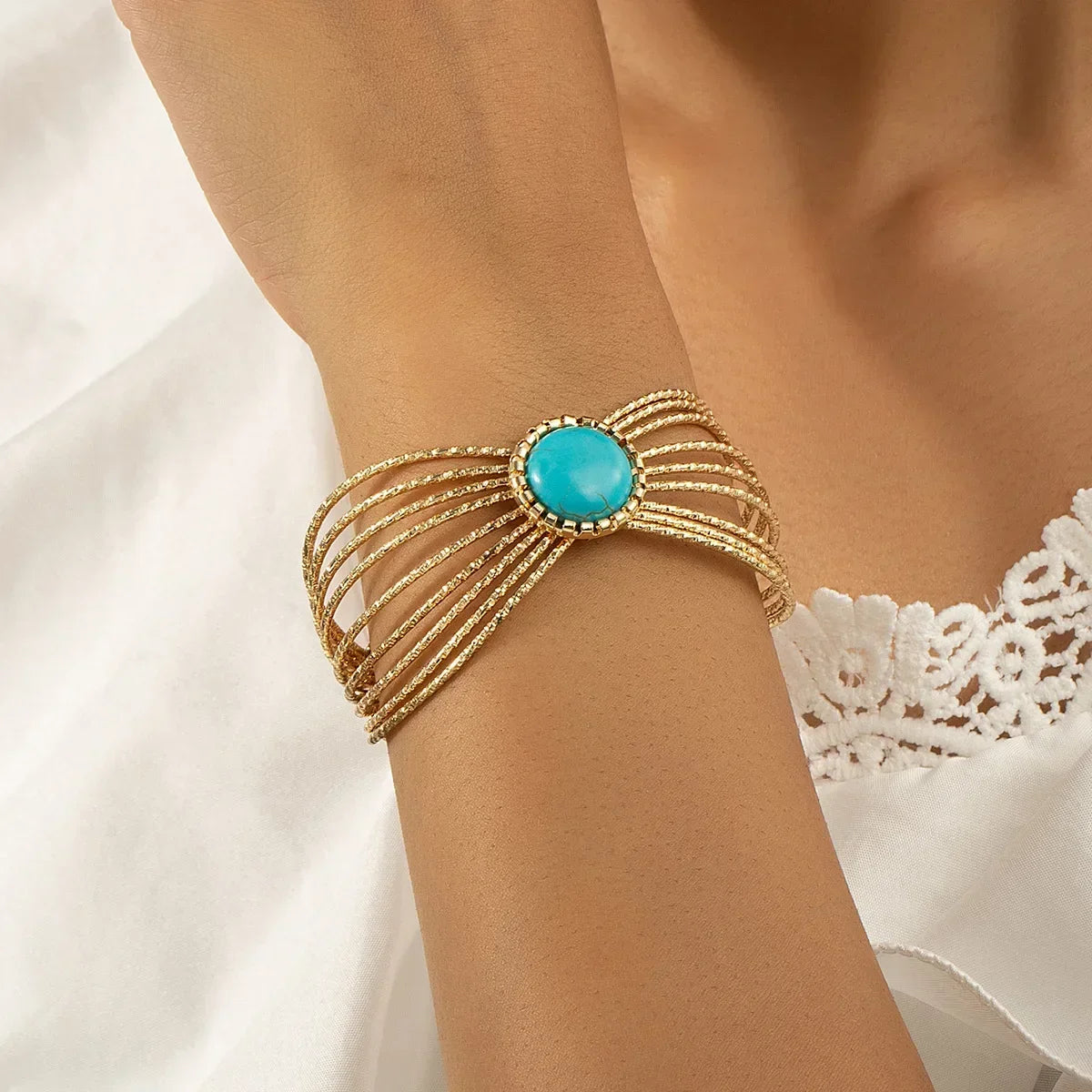 Bohemian Gold Plated Open Bracelet Bangles for Women