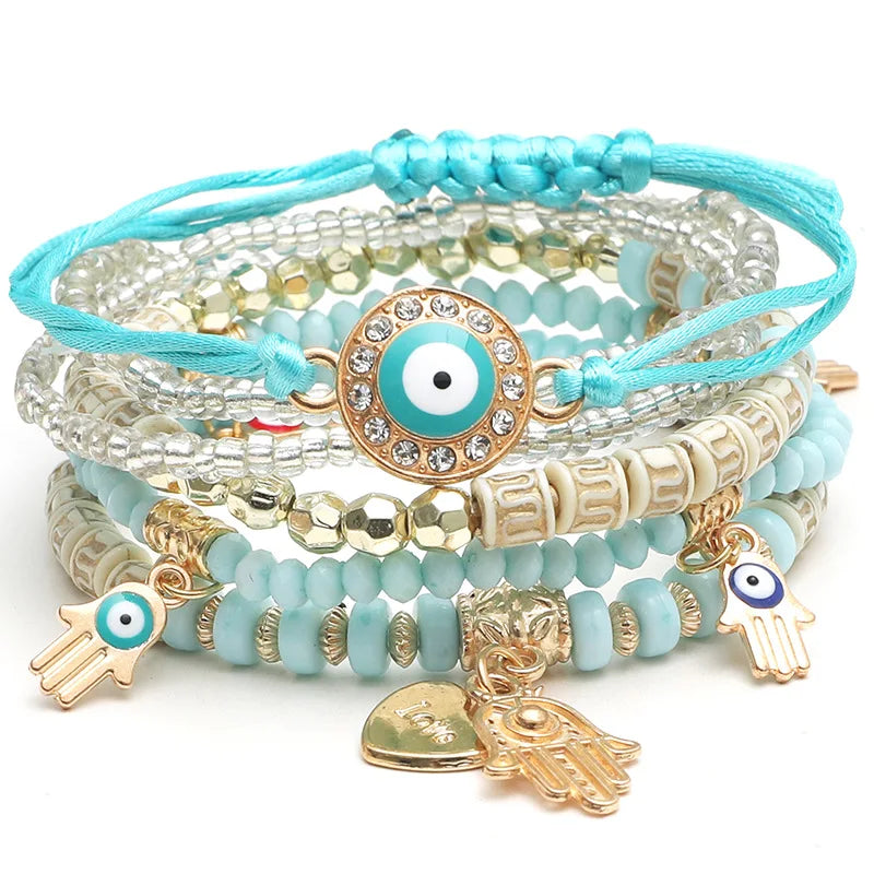 6Pcs/set Bohemian Evil Eye Bracelet Set For Women