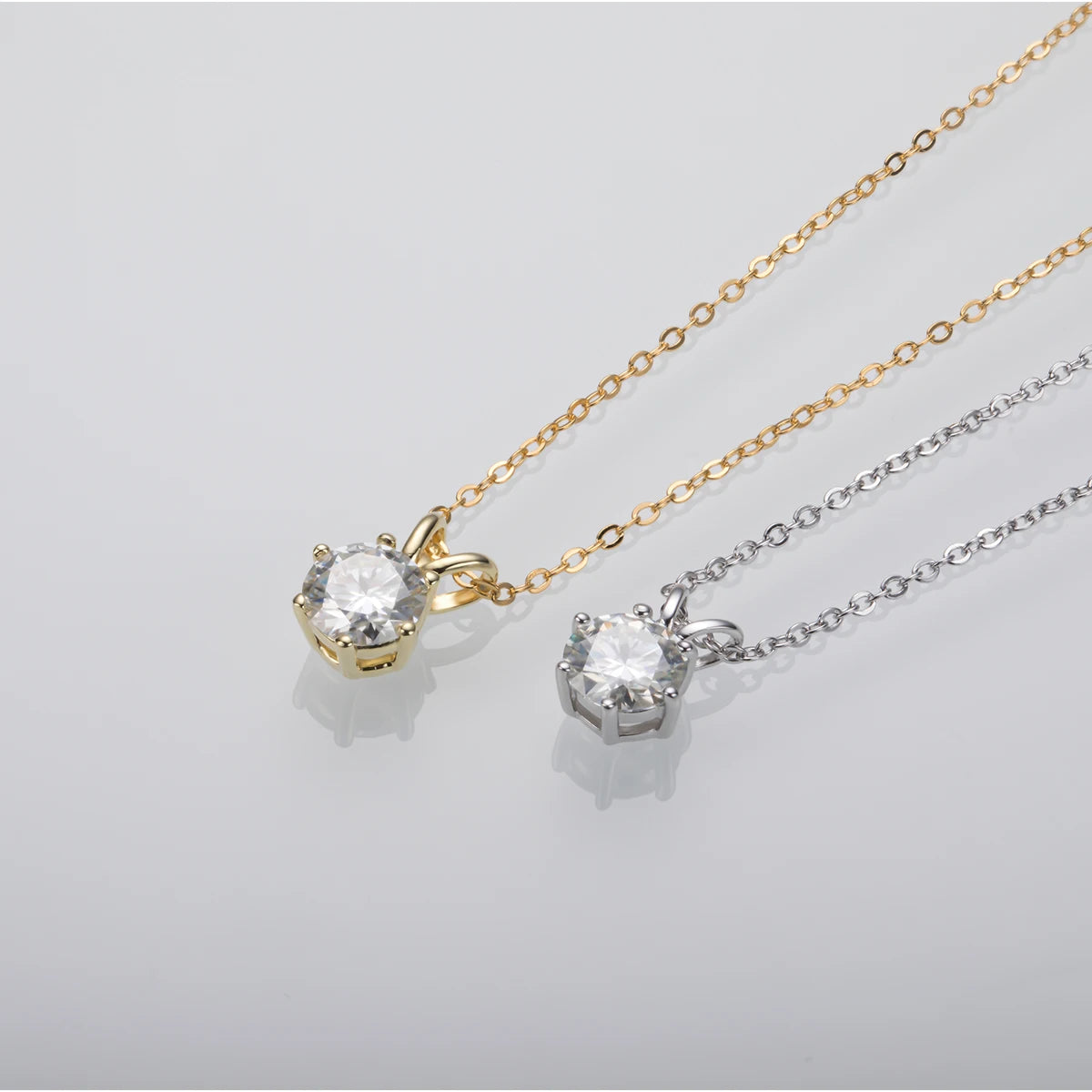 Gold-Plated Moissanite Diamond Pendant Necklace