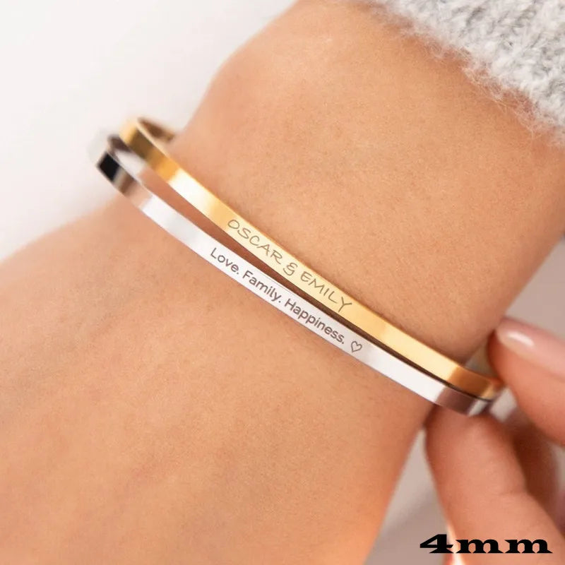 18K Gold-Plated Custom Engraved Bracelet - Personalized for Special Occasions