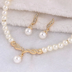 Elegant Gold Color Necklace and Earrings Bridal Jewelry Set