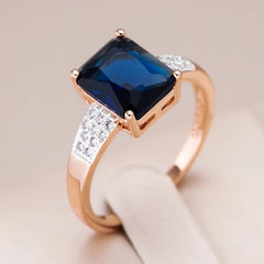 Square Blue Natural Zircon Fashion Ring