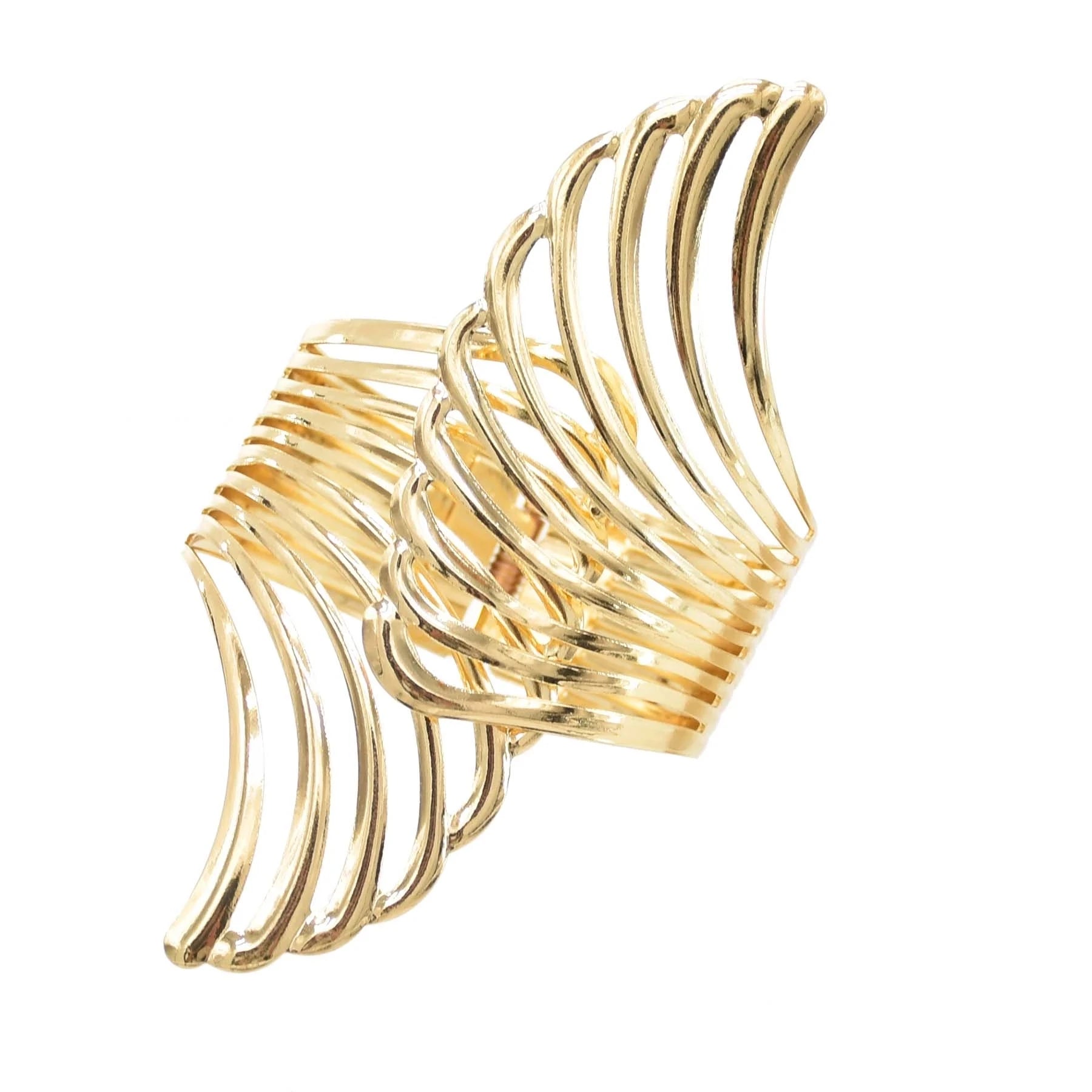 Hollow Wings Feather Wide Cuff Bracelets & Bangles For Women