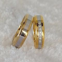 Western 18k Gold High Quality CZ Stone Wedding Rings Set for Couples