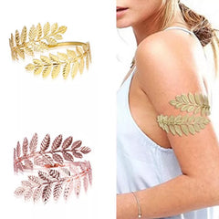 Elegant Gold and Silver Plated Greek Laurel Leaf Bracelet Armlet