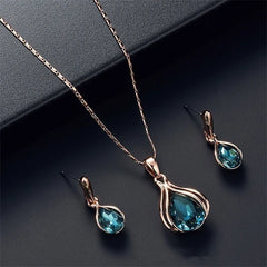 Luxury Original 18K Gold Earrings and Necklace Set