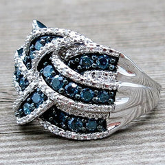 Luxury Big Silver Color Rings with Blue CZ Zircon Stone for Women