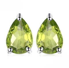 Timeless 1.5ct Pear Genuine Peridot Sterling Silver Stud Earrings