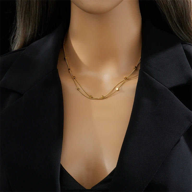 2-In-1 Small Cube Chains Necklace