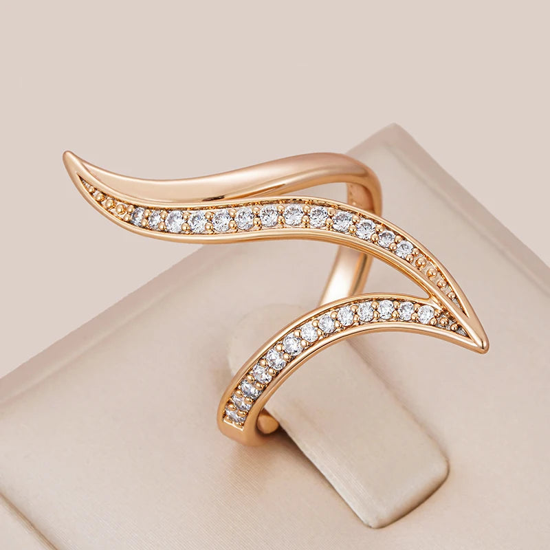 Rose Gold Geometric Zircon Ring