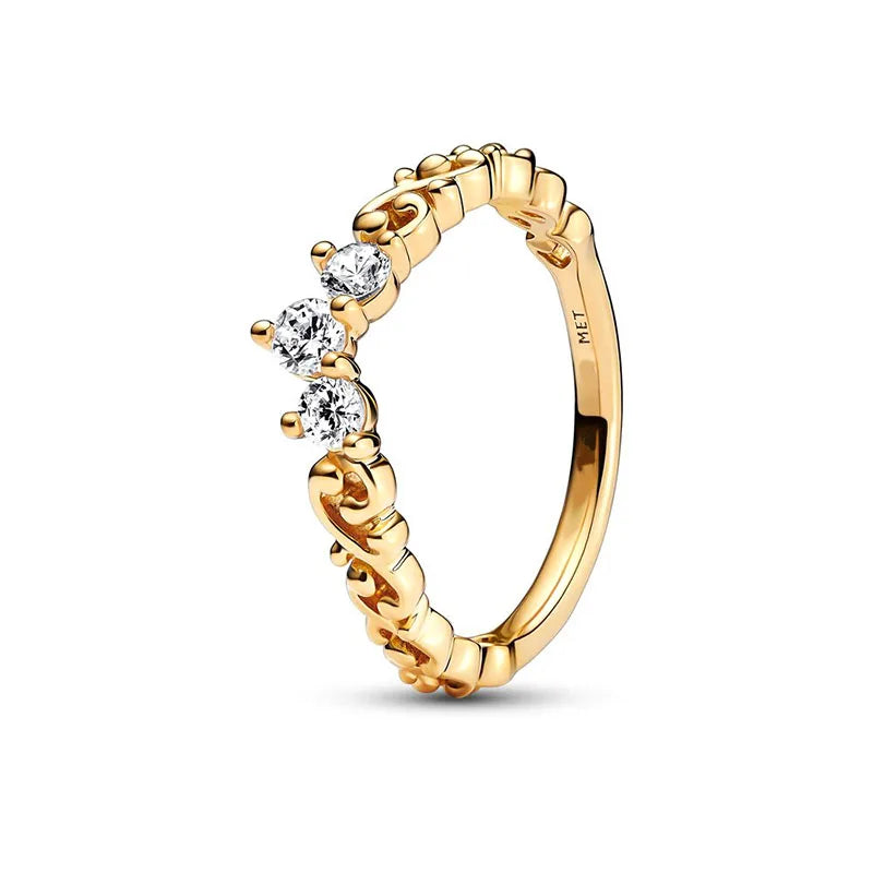 Zircon Sparkling Princess Wishbone Heart Ring