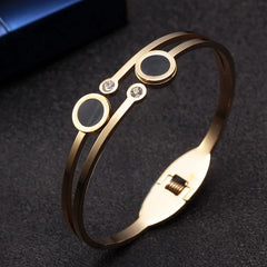 Stainless Steel Weave Heart Charm Cuff Bangles for Women