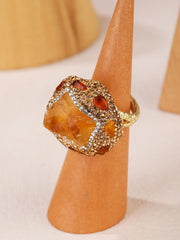 Vintage Style Citrine Ring: Healing Crystal Stone Adjustable Gemstone Jewelry Gift