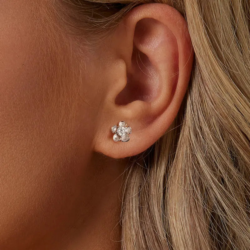 Elegant Floral Moissanite Stud Earrings