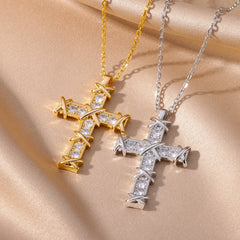 Zircon Cross Pendant Necklace for Women