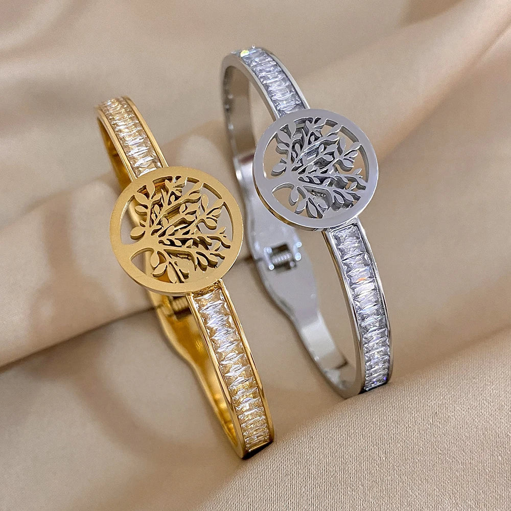 Stainless Steel Tree of Life Bangles