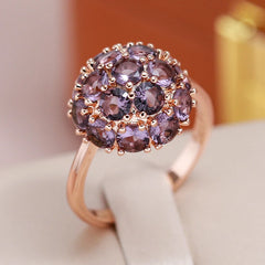 Luxury Ball Ring with Purple Zircon in 585 Gold Color