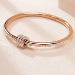 Classic Stainless Steel Zircon Bangle