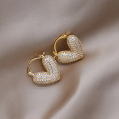 2024 French Gold-Plated 'Love' Hoop Earrings for Women