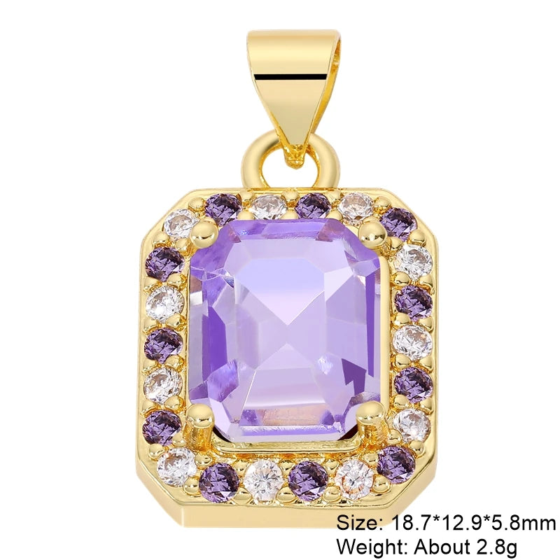 40875602444353Juya Handmade Luxury 18K Gold Plated Cubic Zirconia Cube Charms