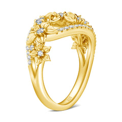 Yellow Gold Moissanite Ring For Women: Exquisite Floral Design