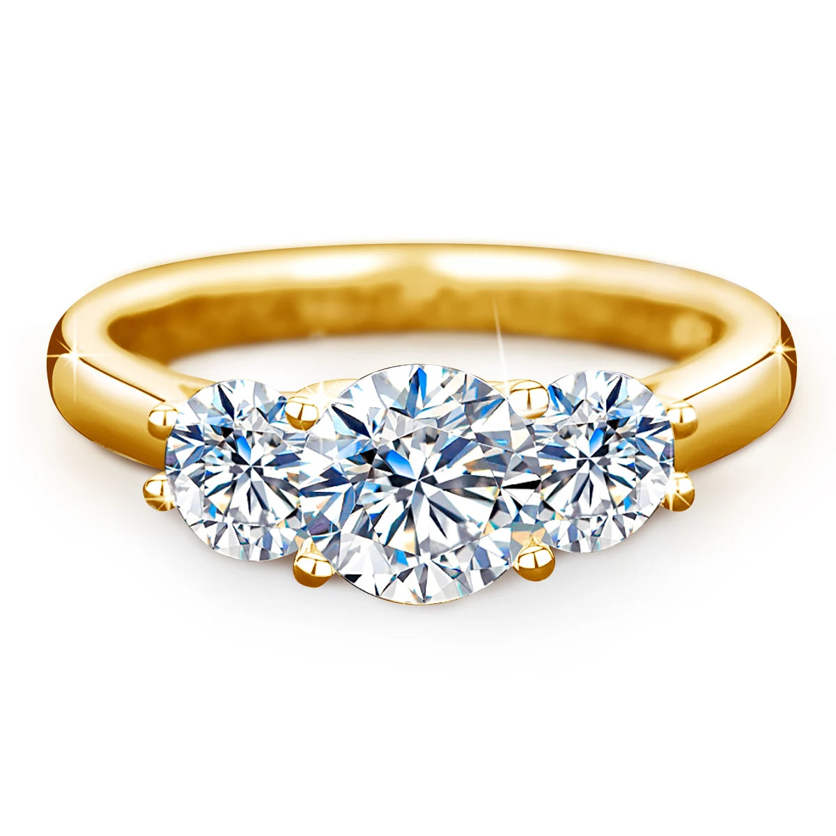 Yellow Gold Moissanite Rings for Women: 2ct D Color VVS1 Eternity Engagement Jewelry