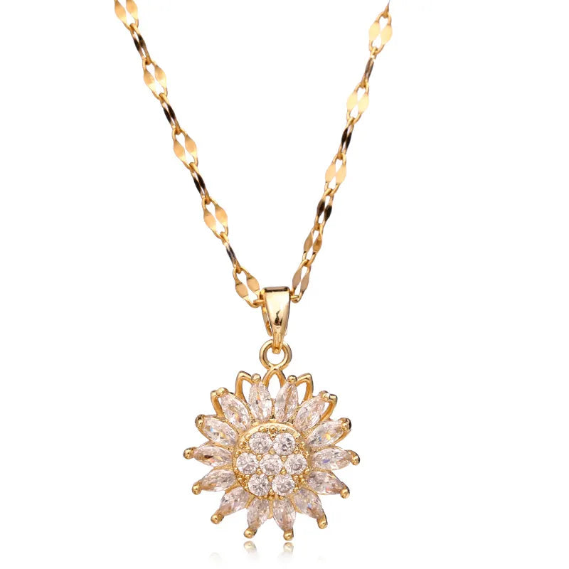 Sophisticated Sunflower Pendant Necklace