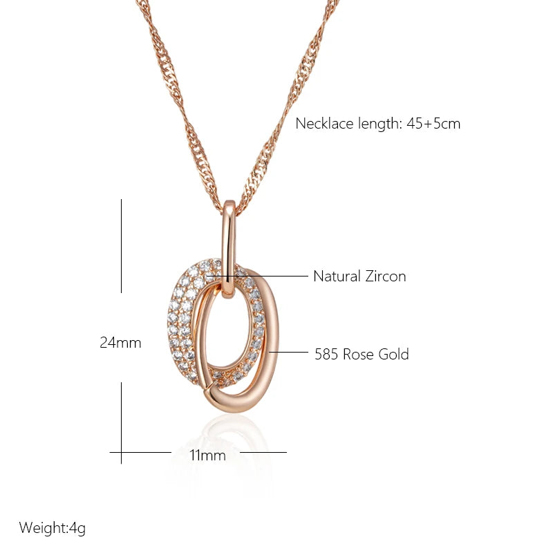 Elegant Double Hoop Zircon Pendant Necklace