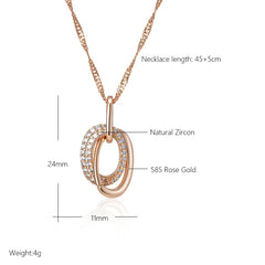 Elegant Double Hoop Zircon Pendant Necklace