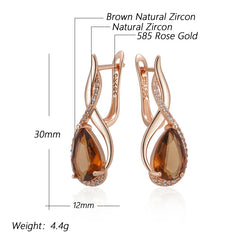 Elegant Light Brown Cubic Zirconia Drop Earrings