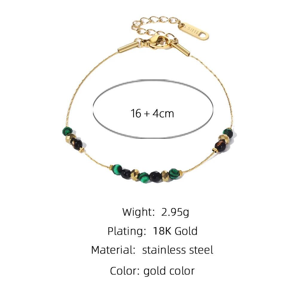 YACHAN Stainless Steel Beaded 18K Gold Chain Bracelet for Women