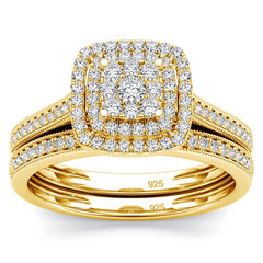 Gold Plated Sterling Silver Rings with Synthetic Diamonds