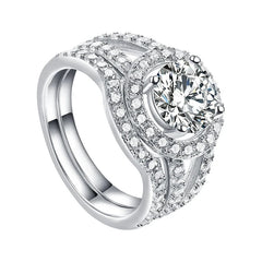 Elegant Sterling Silver Zircon Ring Set