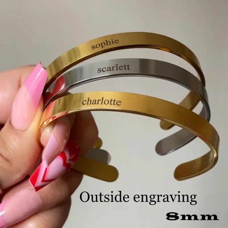 18K Gold-Plated Custom Engraved Bracelet - Personalized for Special Occasions