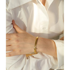 Yhpup 18K Gold Plated Cuban Chain Bracelet Bangle