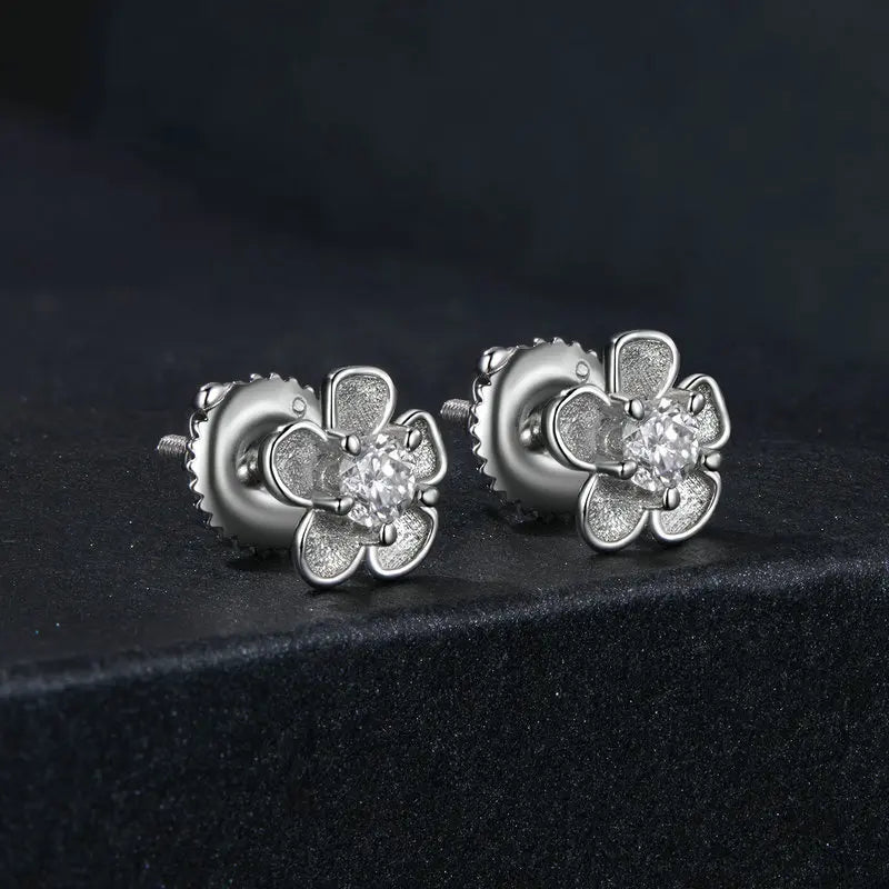 Elegant Floral Moissanite Stud Earrings