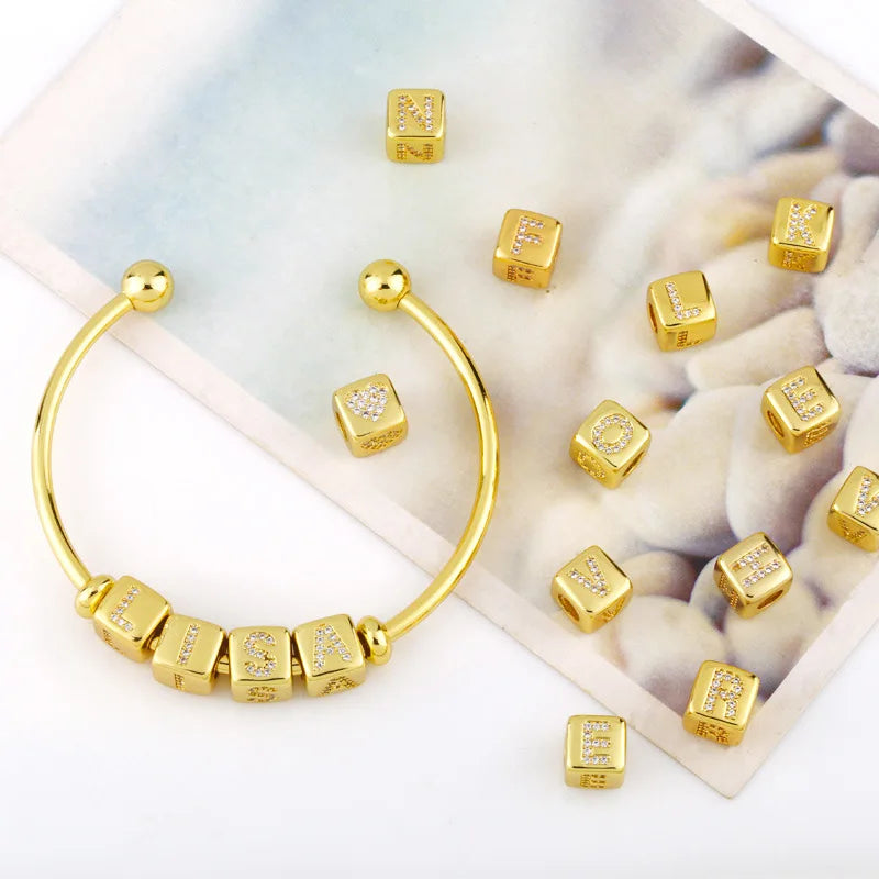 Juya 18K Gold Plated Alphabet Initial Letter Beads