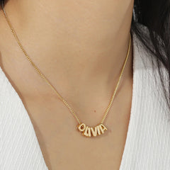 Personalized 18k Gold Plated Puff Name Pendant Necklace