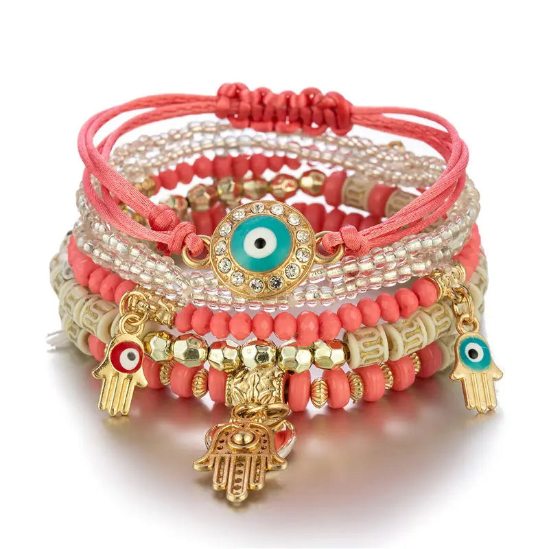 6Pcs/set Bohemian Evil Eye Bracelet Set For Women