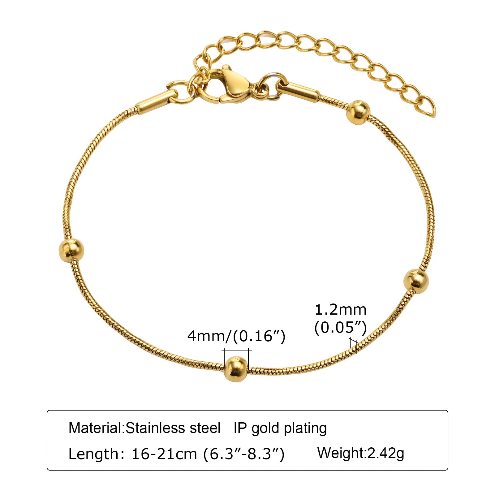 Elegant 18k Gold Chain Bracelet for Women